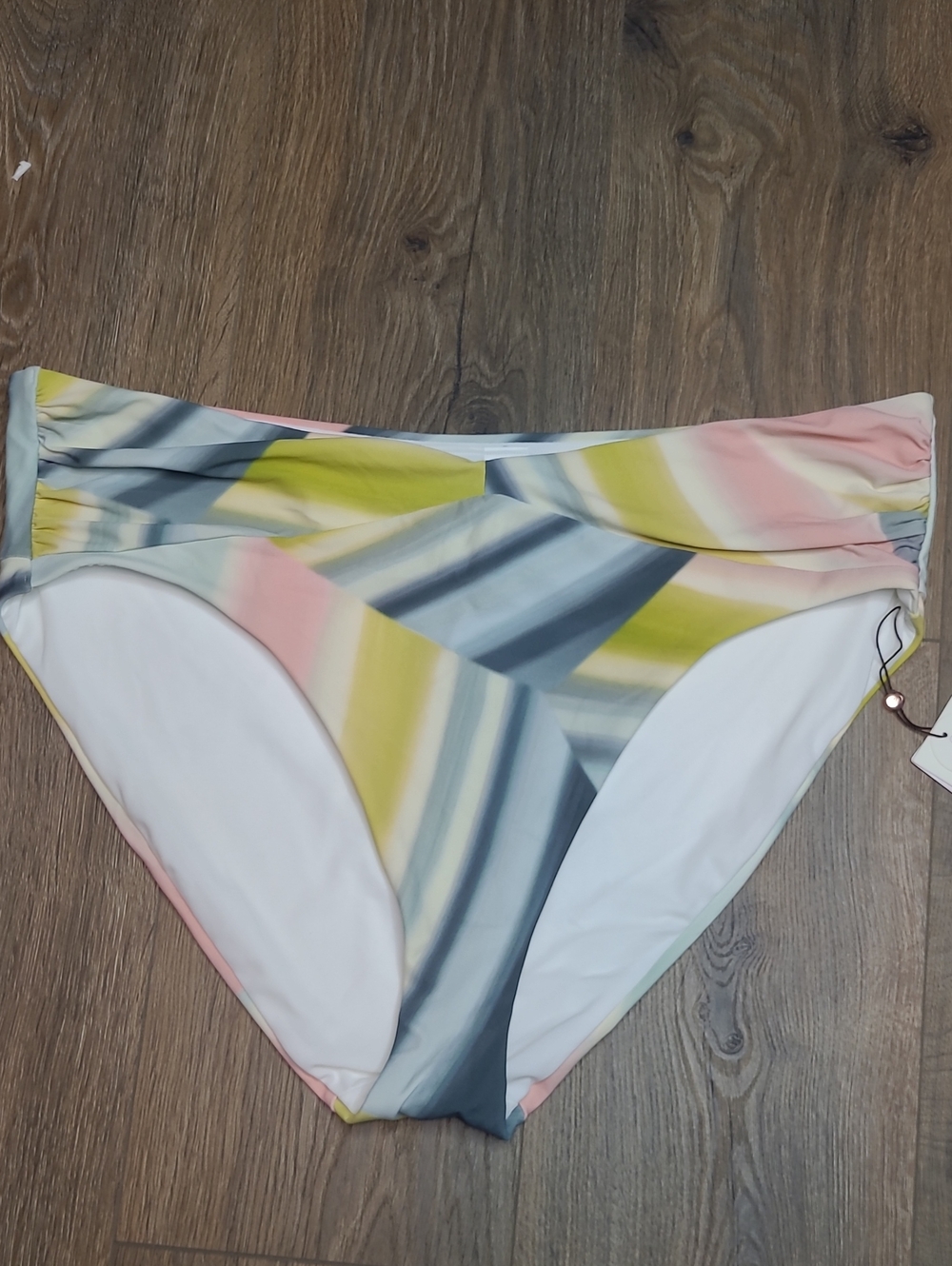 CALIA Women's Mid Rise Shirred V Front Swim Bottom XXL